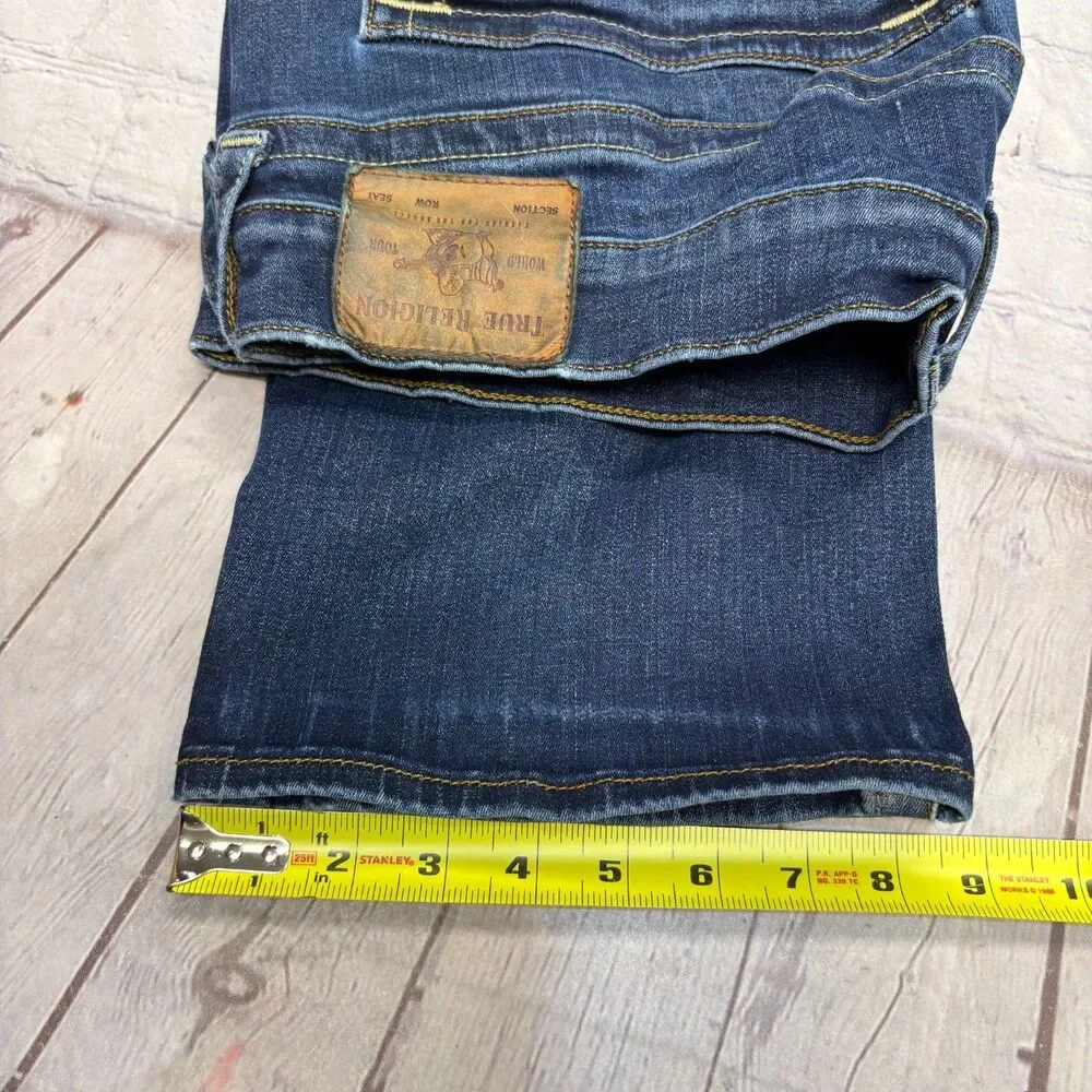 True Religion Men Flap Ricky Relaxed Straight Jeans Size 38 Blue Denim D130 -16